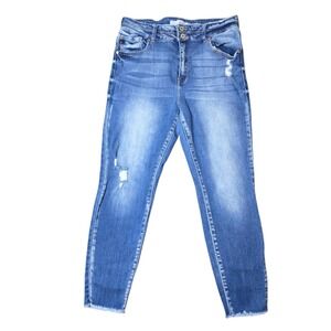 KanCan Womens Jeans Size 13/30 Distressed Frayed Hem High Rise Denim‎ Blue